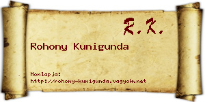 Rohony Kunigunda névjegykártya